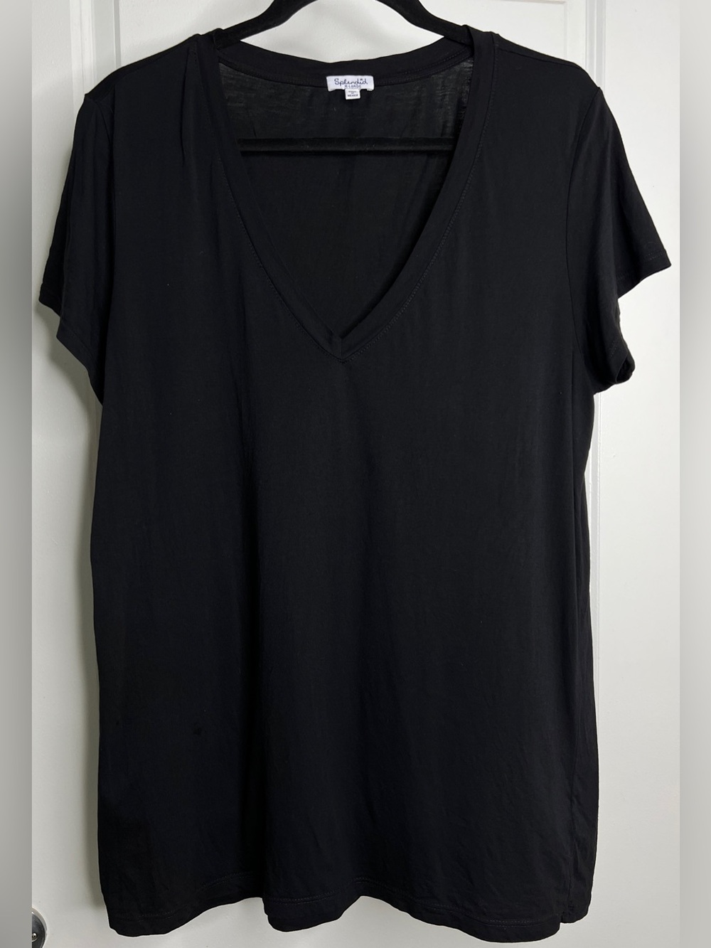 Splendid Kate V-Neck Tee Black Micro Modal Supima Cotton Soft Essential Shirt XL
